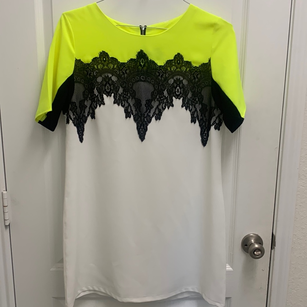 Color Block White Dress
